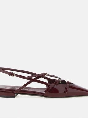 Patent Calfskin Leather Slingback Flats MIU MIU
